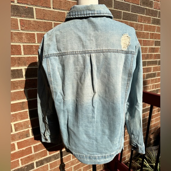 Light blue, distressed, denim jacket, size med - Picture 8 of 13